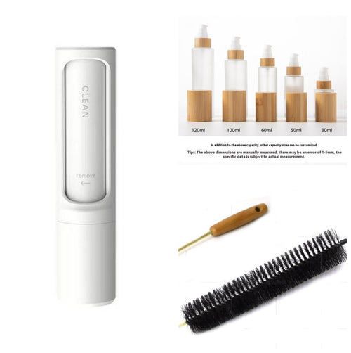 Reusable pet hair roller — white tube on white background