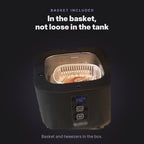 Cleaning basket and tweezers included; the retainer goes in the basket