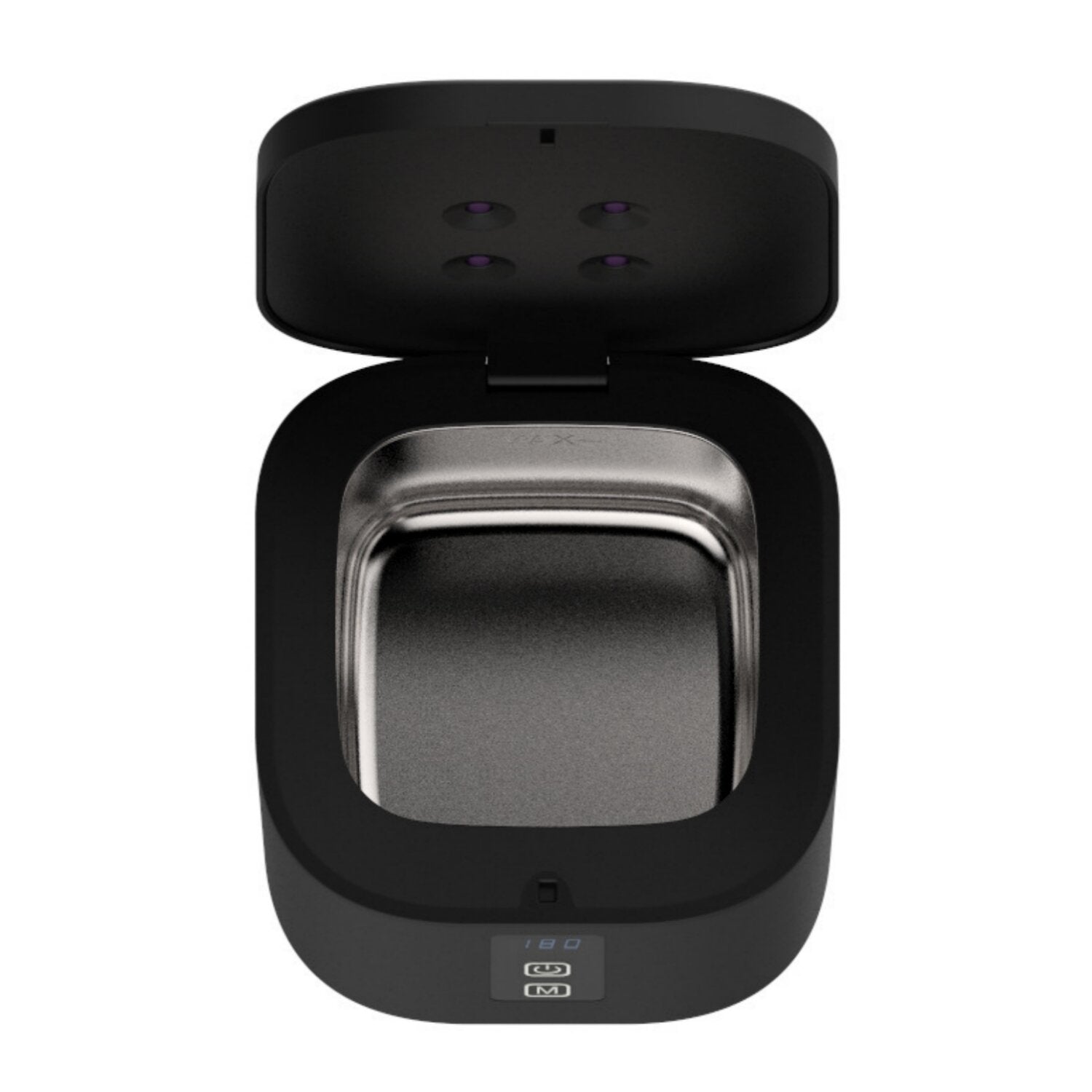 Real photo of the ClearWave from above with the lid open, the stainless steel basin and the touch panel in view
